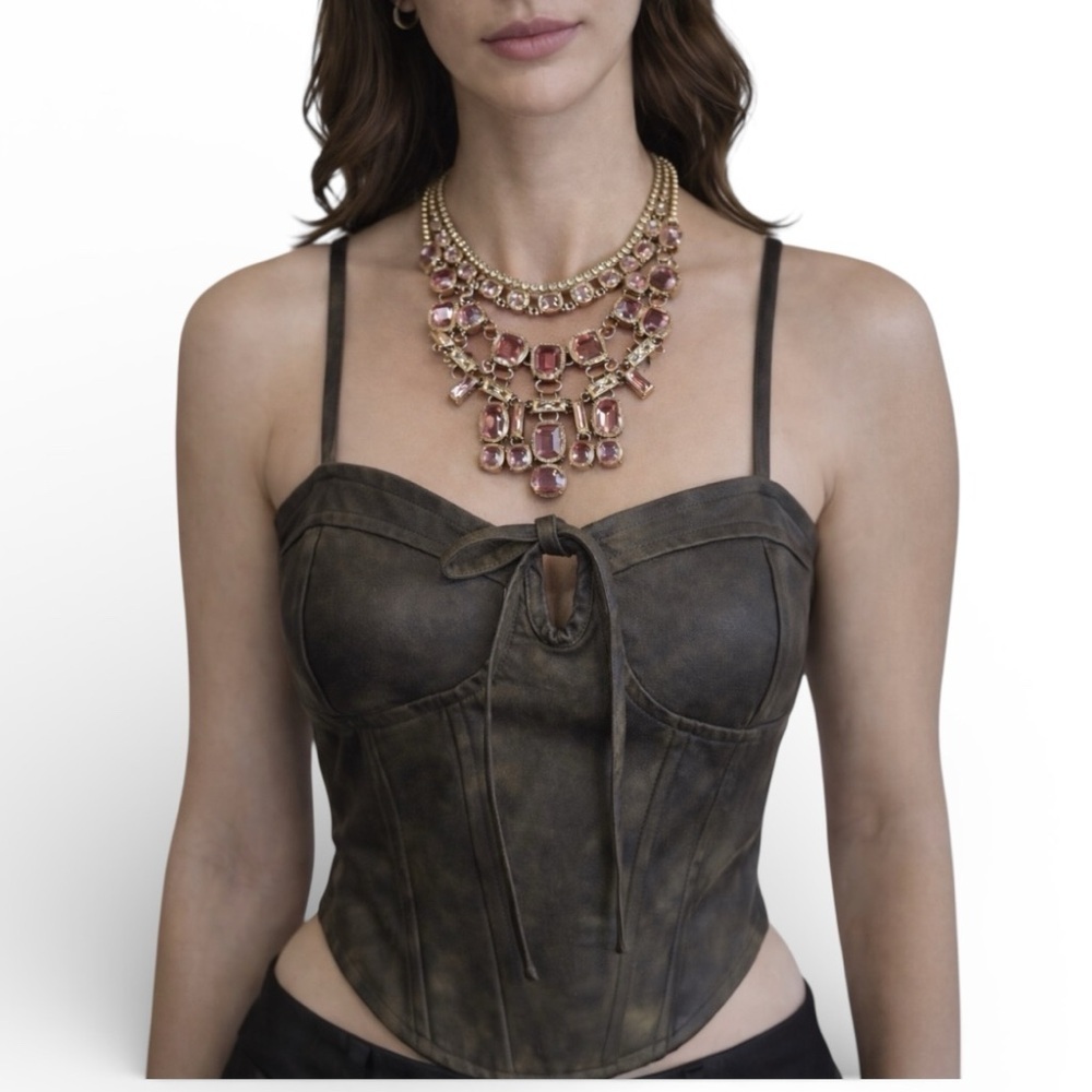 Fashion Nova Faux Leather Corset Bustier | Women’s Medium | Grunge Moto Clubwear